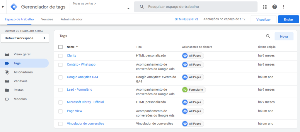 Visão Google Tag Manager
